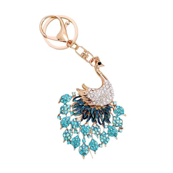 Luxury Peacock Shape Car Keychain Colorful Rhinestones Inlaid Keyring Bag Souvenir Charm Fashion Accessories