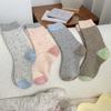 Korean Color-Blocking Thickened Point Yarn Wool Socks For Women Warm Boneless Pile Socks Versatile Mid-Tube Socks