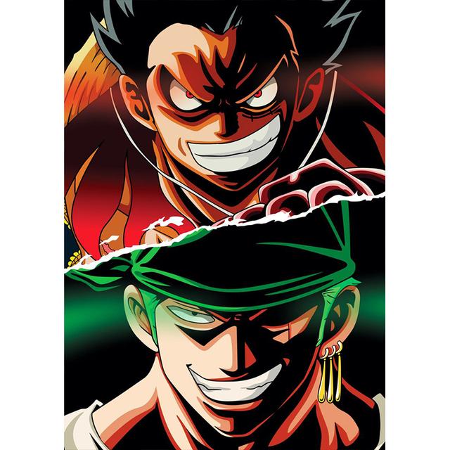 Japansk Anime Demon Slayer One Piece Poster Karaktär Ögonduk Målning Väggkonsttryck Sovrumsdekoration Heminredning Bild