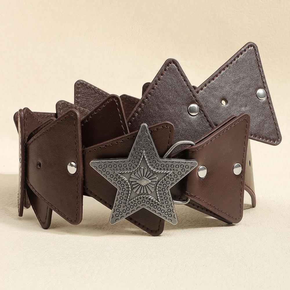 Subculture Y2K Star Belt Leather PU Rivet Belt Punk Cowboy Waistband  Girl