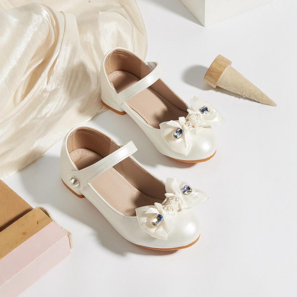 2025 Winter Mädchen Rosa Schleife Prinzessin Hohe Absätze: Modische & Vielseitige Lederschuhe