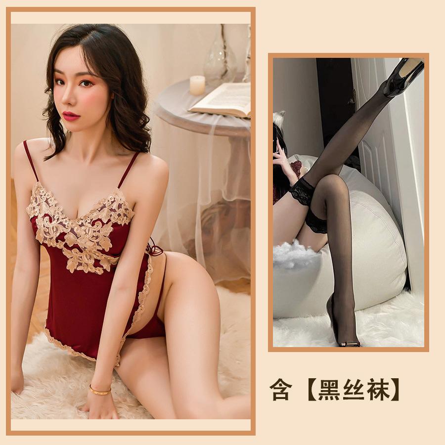 Sexy Inner Silk Pajamas Summer Suspender Pajamas V-neck Sexy Short Skirts Thin Loungewear Temptation Suit