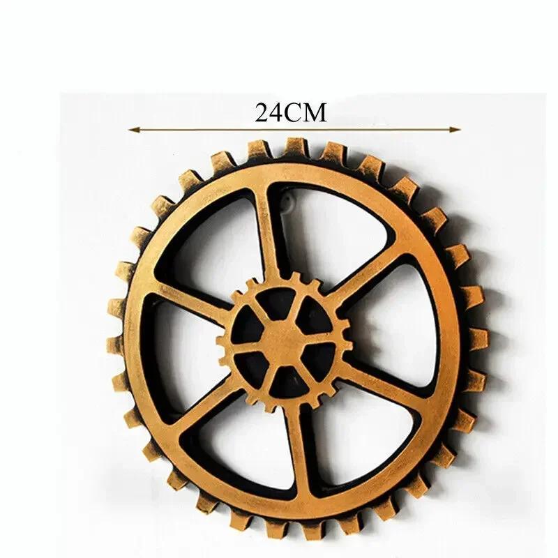 Vintage Zlaté Dřevěné Kolo Steampunkové Soukolí Socha Soukolí Retro Design Ozdoby Bar Pub Nástěnná Dekorace Ozubené Kolo Rustikální Dekorativní Dřevěné Řemeslo