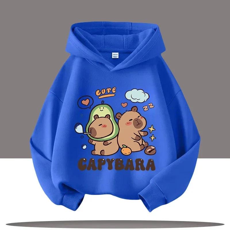 Autumn and Winter Warm Children's Hoodie Capibara Koala Pattern Girls' Hoodie Pullover Comfortable Children's Top
