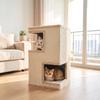 3-Tier Indoor Cat Barrel, Semi-Enclosed Cat Cave with Scratching Surfaces All Around, 2 Cat Caves