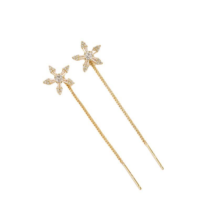 2023 Trendy Ice Crystal Flower Tassel Earrings: Elegant Chain Design for Sophisticated Style