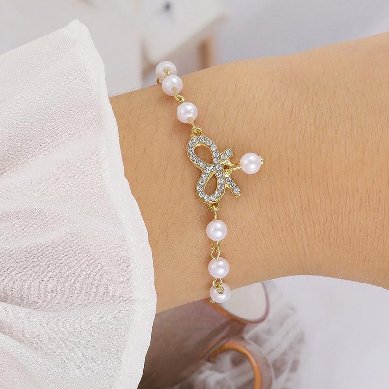 Korean Style Elegant Temperament Bracelet For Women Girls  Exquisite Zircon Pearl Bangles Trendy Jewelry Party Gifts