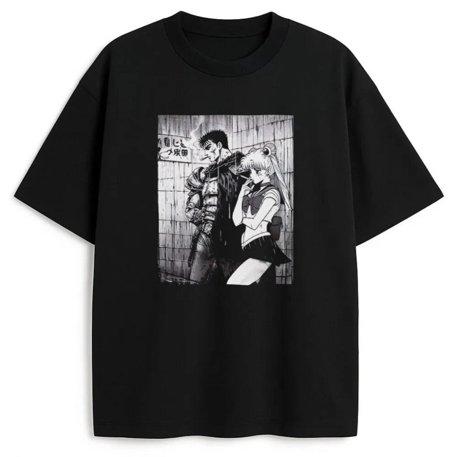 

2026 Fashion Cotton Sailor Moon Lost Americana Comfortable Y2K T-Shirt Summer Men Streetwear Parent-child Cotton Breathable Tee XXXXXL чорний
