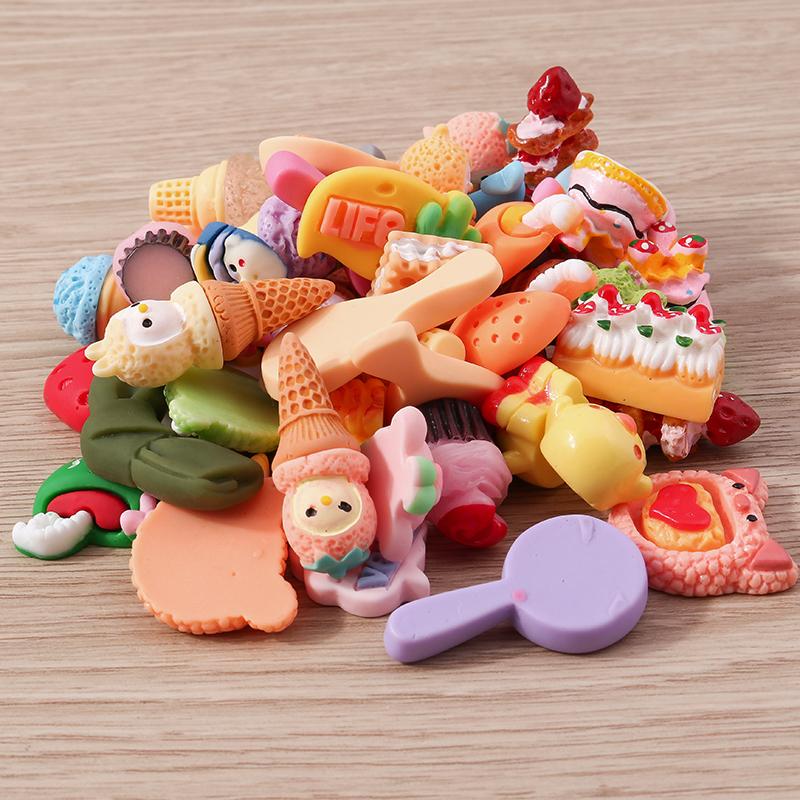 Tusember 10pcs/lot Cute Kawaii Food Charms Eggs Cake Ice Cream Flatbacks for Jewelry Making Earrings Necklace Accessories