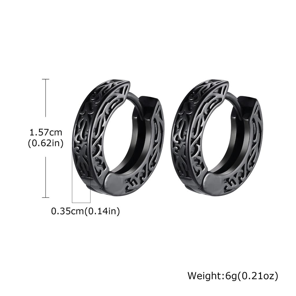 Pendientes de Aro Runas Vikingas Nórdicas Retrol para Hombres, Huggies Clásicos de Acero Inoxidable con Nudo Celta, Regalos de Joyería Punk Cool
