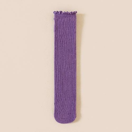 Autumn Children's Wooden Ear Long Tube Pile Socks Calf Socks Autumn and Winter Solid Color Vertical Over-the-knee Socks