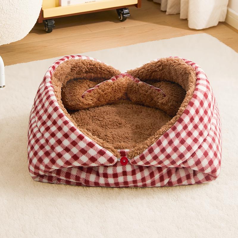 Cross-Border All-Season Semi-Closed Pet Bed for Small Dogs and Cats