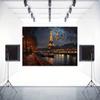 2D Eiffel Tower Backdrop, Paris Seine River Night Photography Background