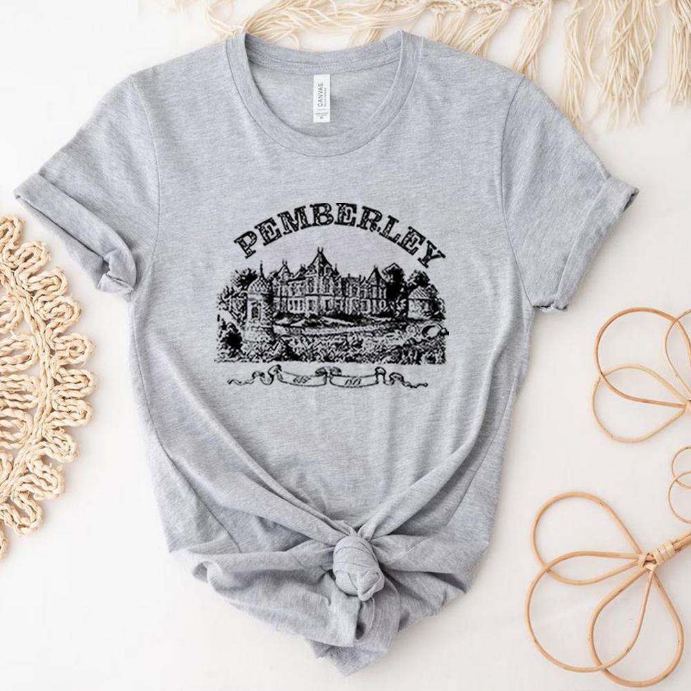 

Pemberley T Shirt Pride and Prejudice Tshirt Aesthetic Literary Tee Jane Austen Tops Bookworm Shirts Book Lover Gifts for Women S