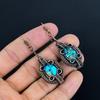 Blue Copper Turquoise Handmade Gemstone Earrings,999 Copper Wire Wrapped Earrings Antique Jewelry, For Engagement Gift