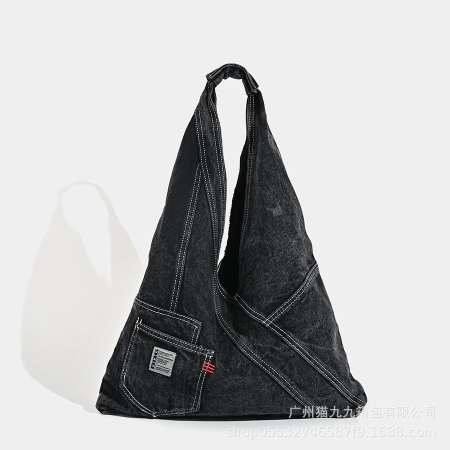 

New Washed Denim Bag, Underarm Shoulder Bag, Large Capacity Lazy Tote Bag, Handbag Versatile Bag чорний