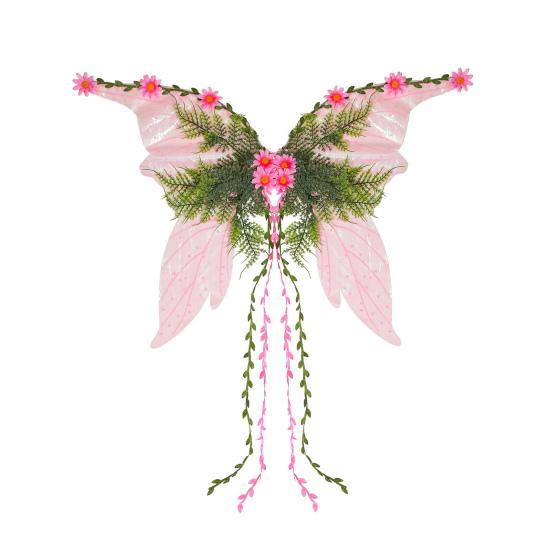 Butterfly Fairy Wings for Women Girls Woodland Elf Wings with Artificial Flowers Leaves And Vines Sparkling Angel Wings for Halloween Cosplay Costume