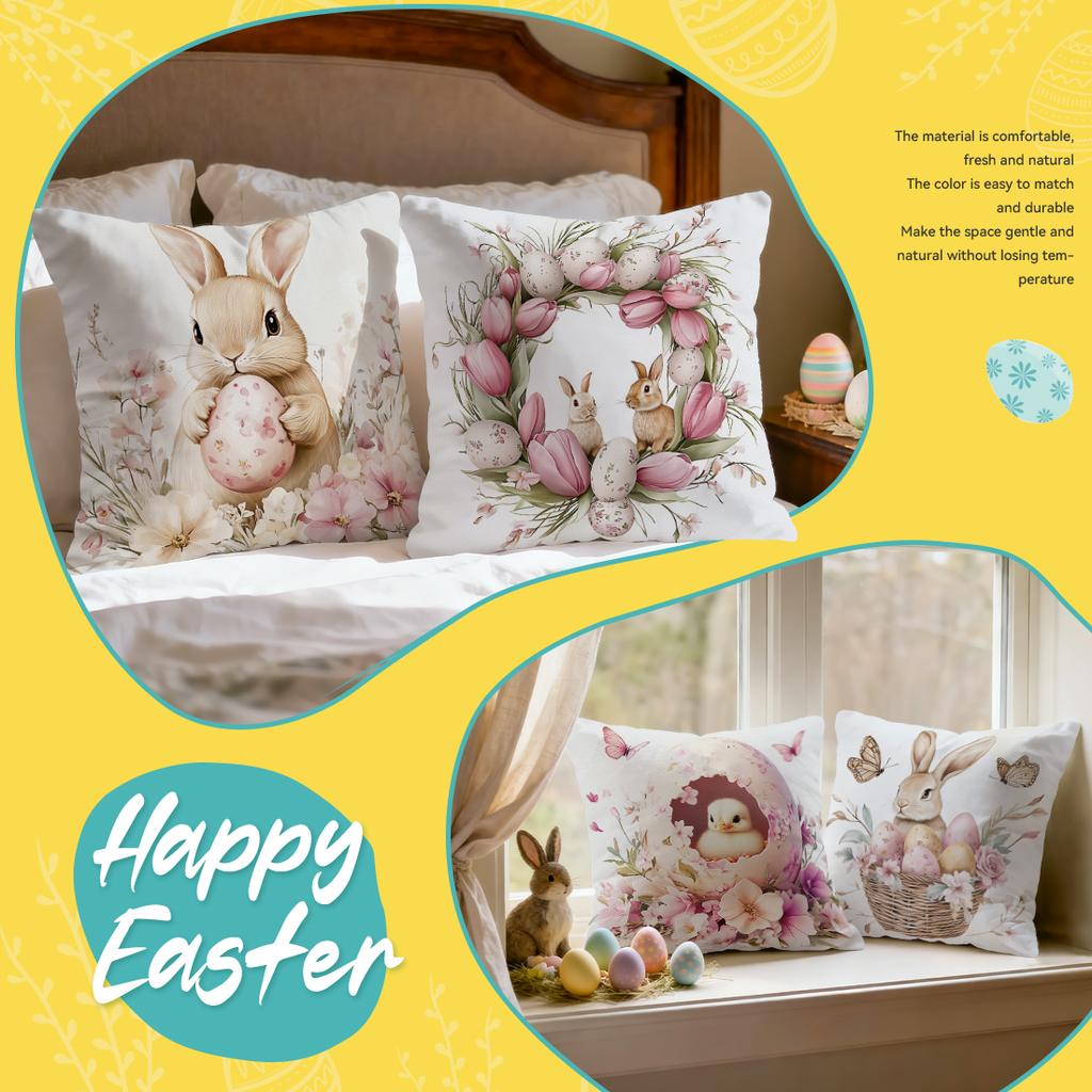 Easter Decorations Cushions Pillowcase Polyester Cushion Cover Throw Pillow Pillowcover Home Car Sofa Decor