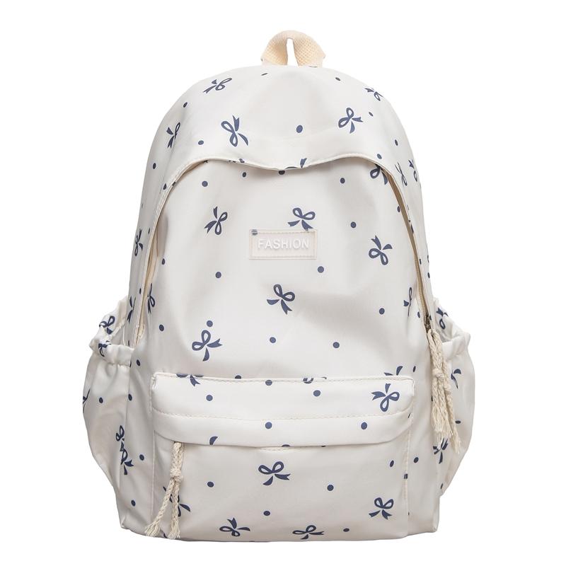 Schultasche für Studenten mit Schleifendruck, Rucksack mit großem Fassungsvermögen, Damen-Computerrucksack