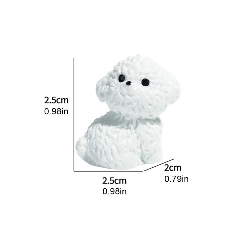 Set Of 10 Bichon Frise Puppys Miniature Sculptures for DIY Terrariums and Office Decoration