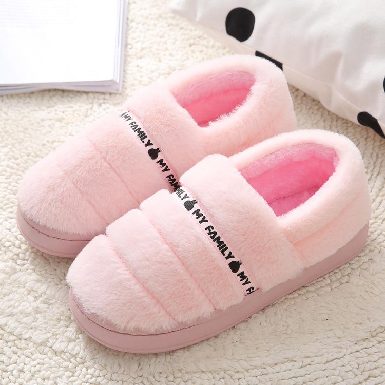 Herbst/Winter Paare Dicke Sohle Warme Baumwollpantoffeln mit Imitat Kaninchenplüsch für Männer & Frauen