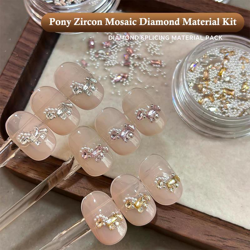 1 Box Year Of The Horse Zircon Nail Art Rhinestone Material Kit Mini Flat-Bottomed Jewelry For Nail Art Crafts