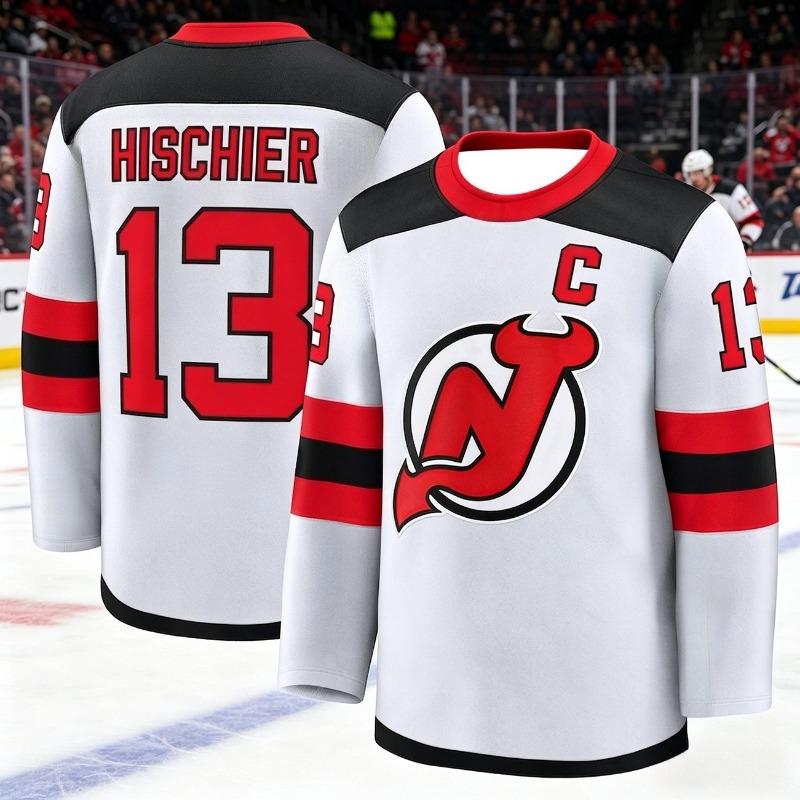 2026 New Jersey Pánský Nový Tréninkový Oblek na Lední Hokej 3D Tištěný Tým Ďáblů Bílý Sportovní Dlouhý Rukáv Rodina