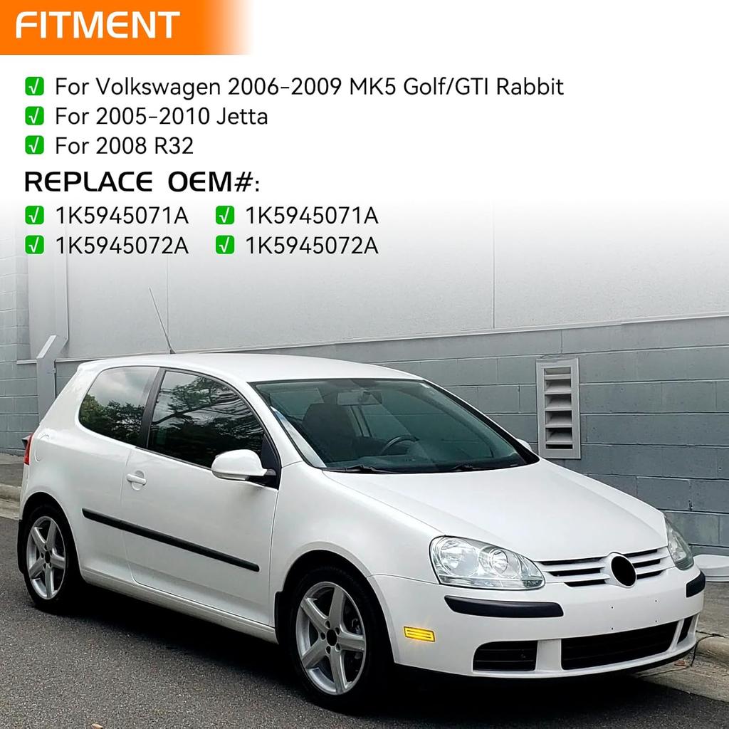 Smoked Lens Amber Full LED Front Side Marker Light for Volkswagen 2006-2009 MK5 Golf GTI Rabbit 2005-2010 Jetta 2008 R32