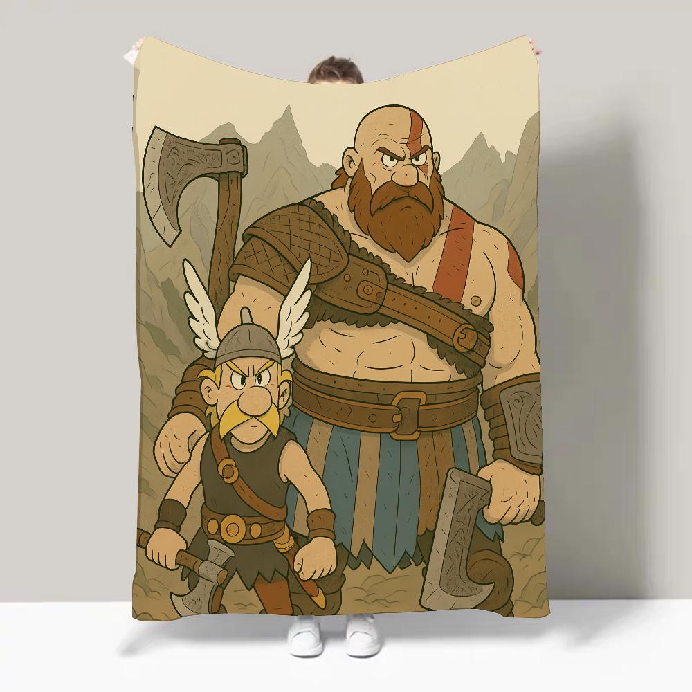 Lehká deka s designem manga Asterixe a Obelixe Pro koleje, zdřímnutí, obývací pokoj, kancelář, pohovku, celoroční