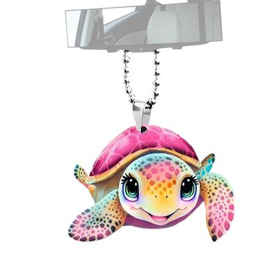 Autoanhänger Schildkrötenornament Kreatives Autoinnenzubehör 2D Acryl Charmanhänger Auto Rückspiegel Innenzubehör