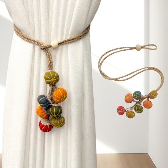 2Pcs Curtain Tie Pumpkin Decor No-Drill Installation Decorative Curtain Holders Living