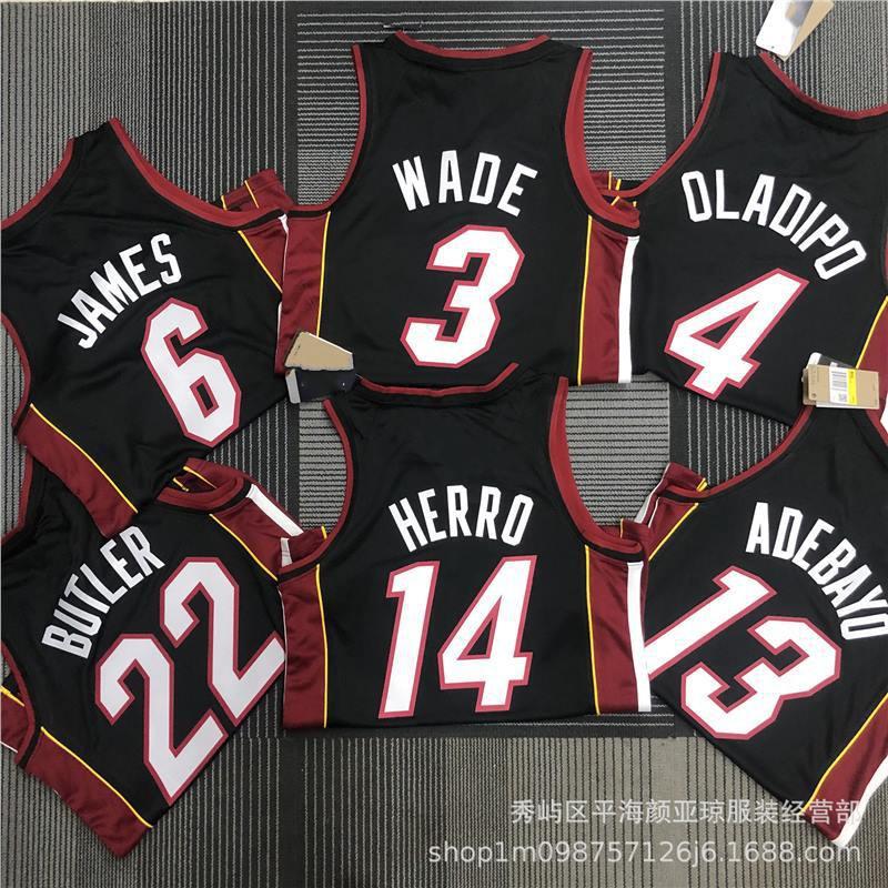 Camisa de Basquete Miami Heat Estampa Personalizada Jovem Adulto Roupa Esportiva de Performance Tecido Respirável de Carvão de Bambu