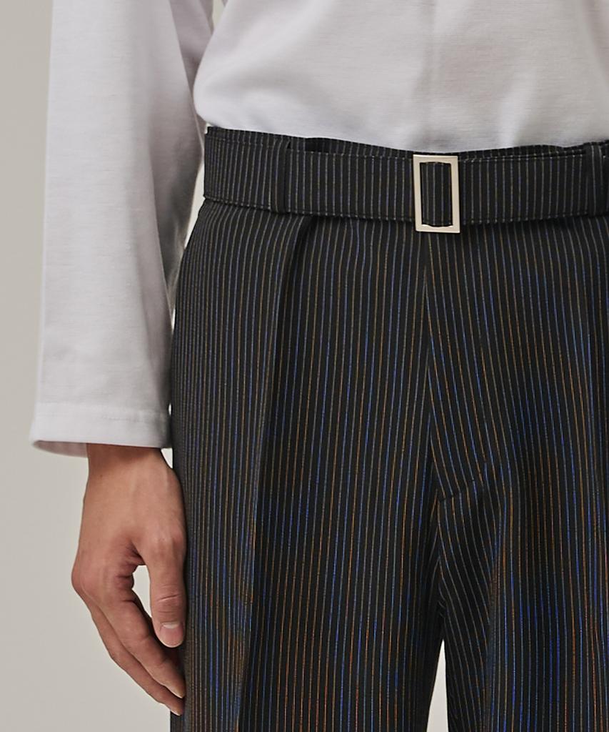 ANALOG MOOD One-Pleat Stripe Slacks (Black)
