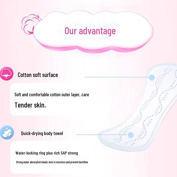 Seven Degrees Space Ultra-Thin Cotton Soft Sanitary Napkin Mini Liners, Ice Sensation, 155mm, 18 Pieces