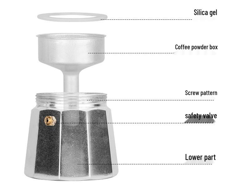 Aluminum Octagonal Mocha Pot with Copper Valve for Home or Office