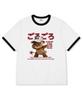 TI.GLAKE Smile Cap Bear Oversized Ringer Short Sleeve T-Shirt White Black