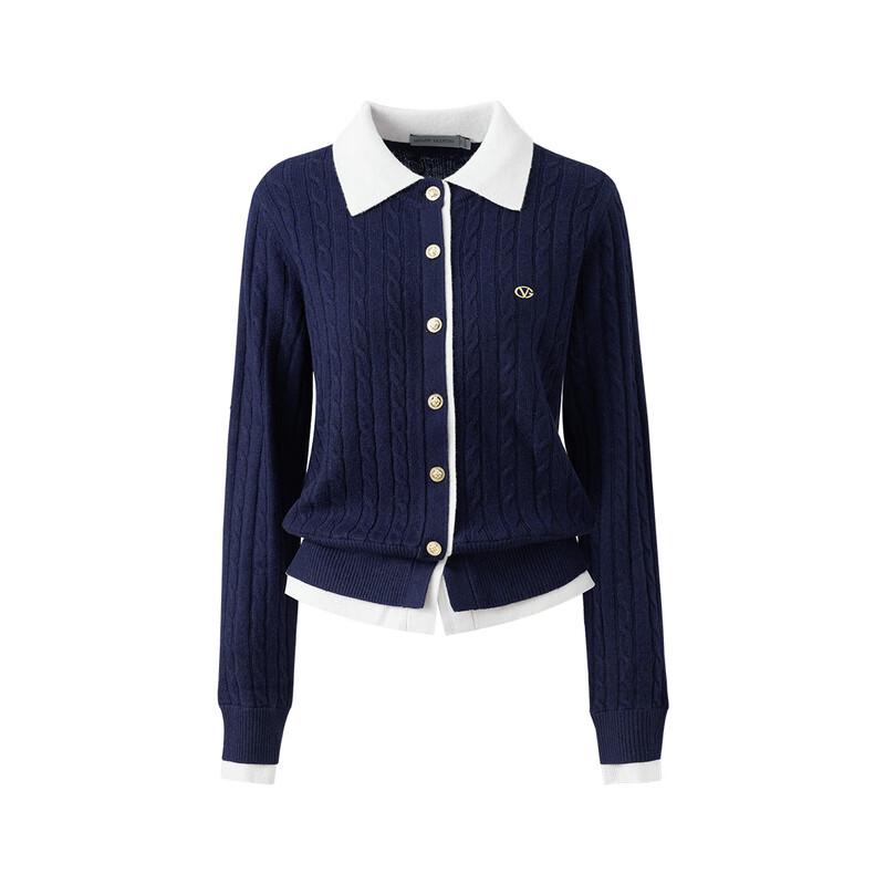 GIOVANNI VALENTINO Women's Pure Wool Faux Two-Piece Knitted Cardigan