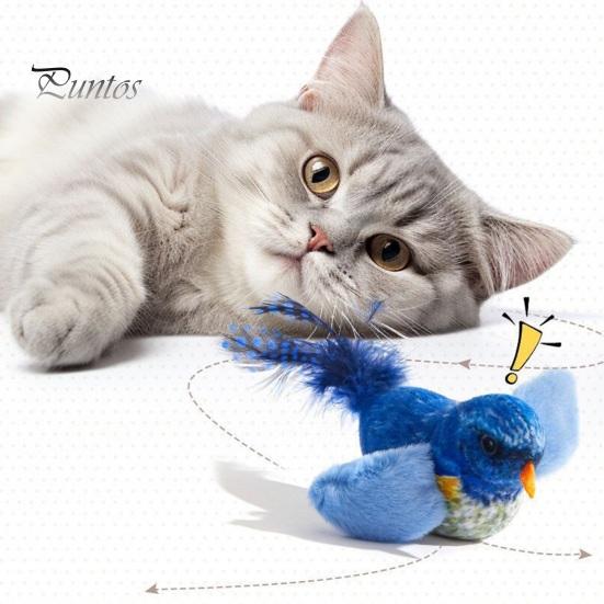 Chirping Bird Cat Toy Interactive Flapping Wings Plush Long-Lasting Battery Operated Stimulate Animal Kitten for Indoor Cats Safe And Durable