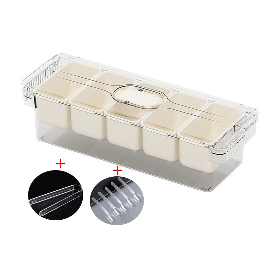Ice Chilled Condiment Caddy with 5 Containers, Fruit Plate Server with  Lids, Serving Tray Platter with Removable Dishes