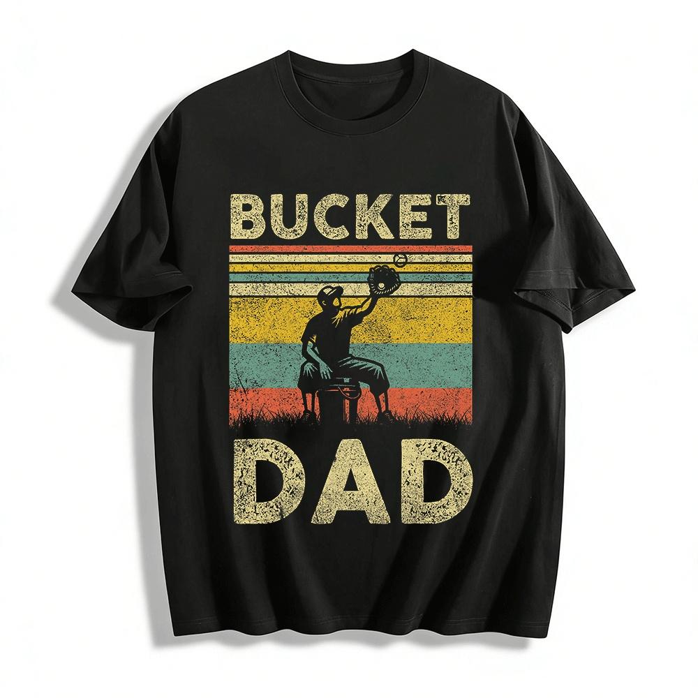 

Vintage Bucket Dad Baseball Catcher Graphic Casual Tee Pure cotton T-shirt XXS