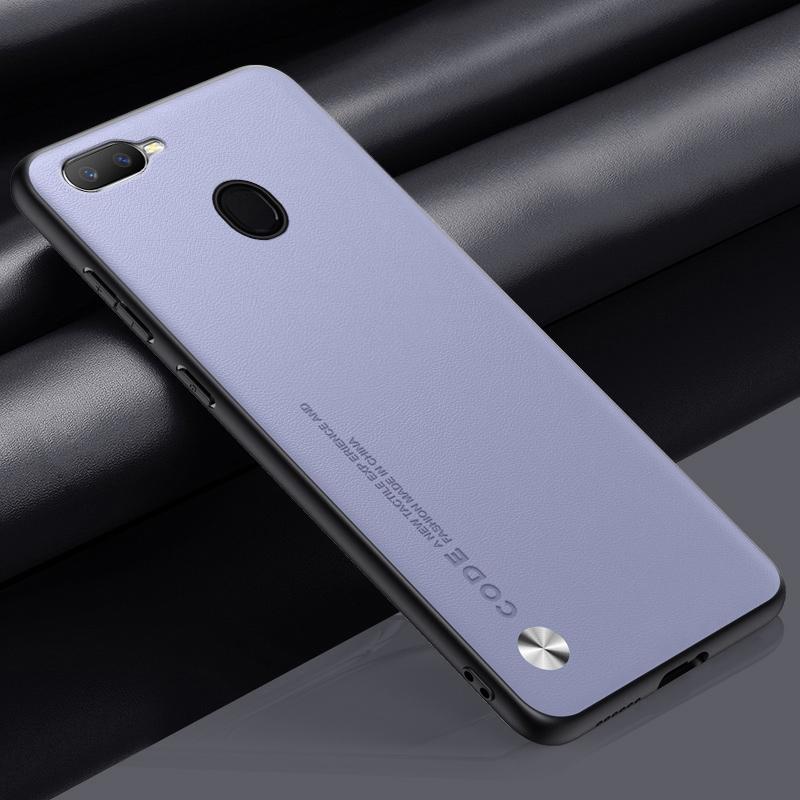 

Розкішний шкіряний чохол PU для OPPO AX7 A3S A5S A12 A12E матовий силіконовий чохол для телефону для OPPO A3 F11 A9X AX5S Realme C1 Coque For OPPO A12 світло-фіолетового кольору