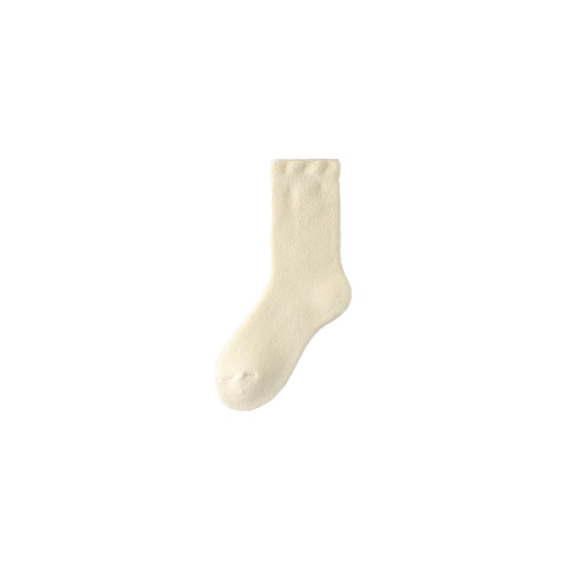 Woolen Socks, Winter Women's Fleece Thickened Postpartum Socks, Solid-color Fleece Warm Sleep Socks, Medium Long Fleece Socks