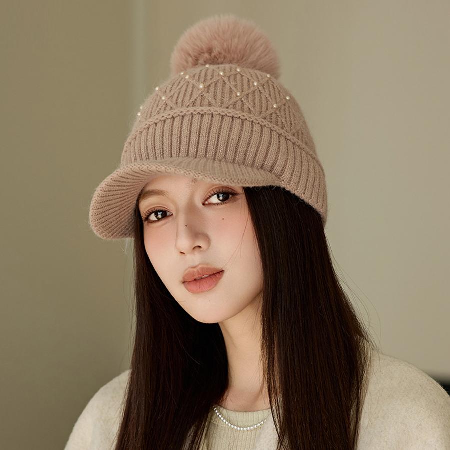 

Бейсболка Pearl женская защитная вязаная шапка теплая шапка розовый