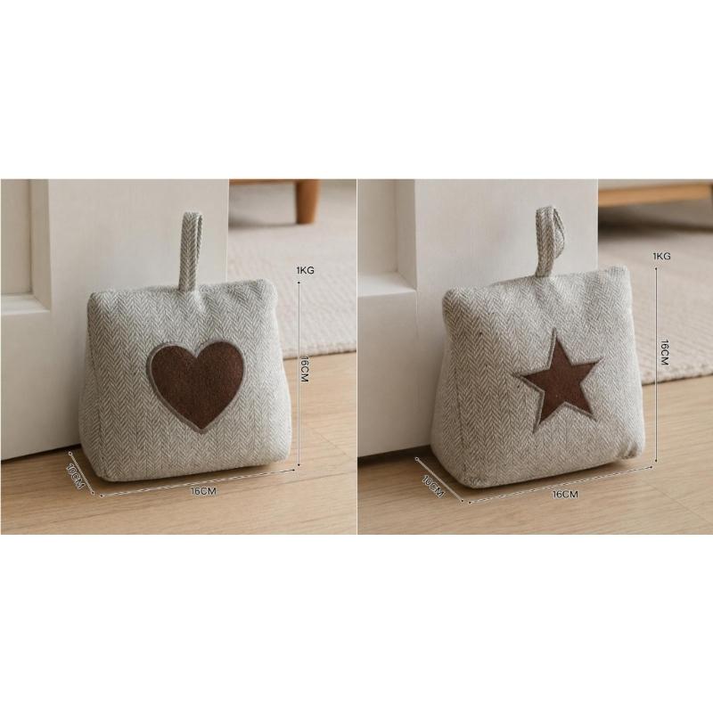 Fabric Door Stop with Sand Filled Weight Heart/Star Pattern , Decorative Door Rest for Bedroom, Study, and Entryway Indoor Daily Use