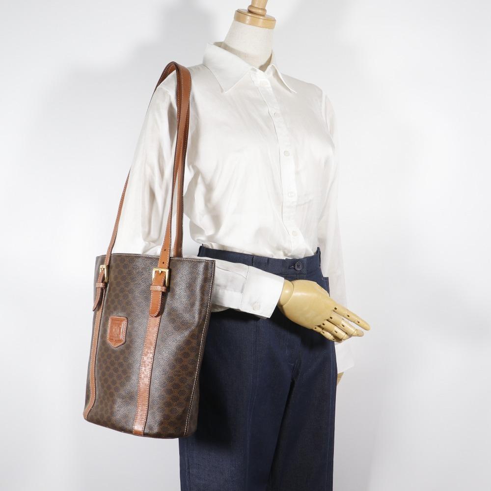 CELINE Old Celine Tote Bag Macadam Pattern vintage Brown PVC Women Used