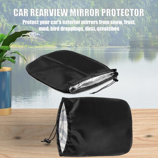 1 pereche de huse pentru oglindă retrovizoare pentru mașină, impermeabilă, pânză Oxford, cu șnur reglabil, protecție împotriva zăpezii, împotriva prafului, protecție laterală pentru oglindă laterală pentru SUV.