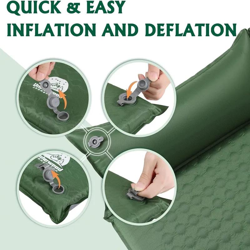 Double Self-Inflating Mattress Air Mat, Foldable, Inflatable, Outdoor, Sleeping, Camping, Bed for Travel, Hiking