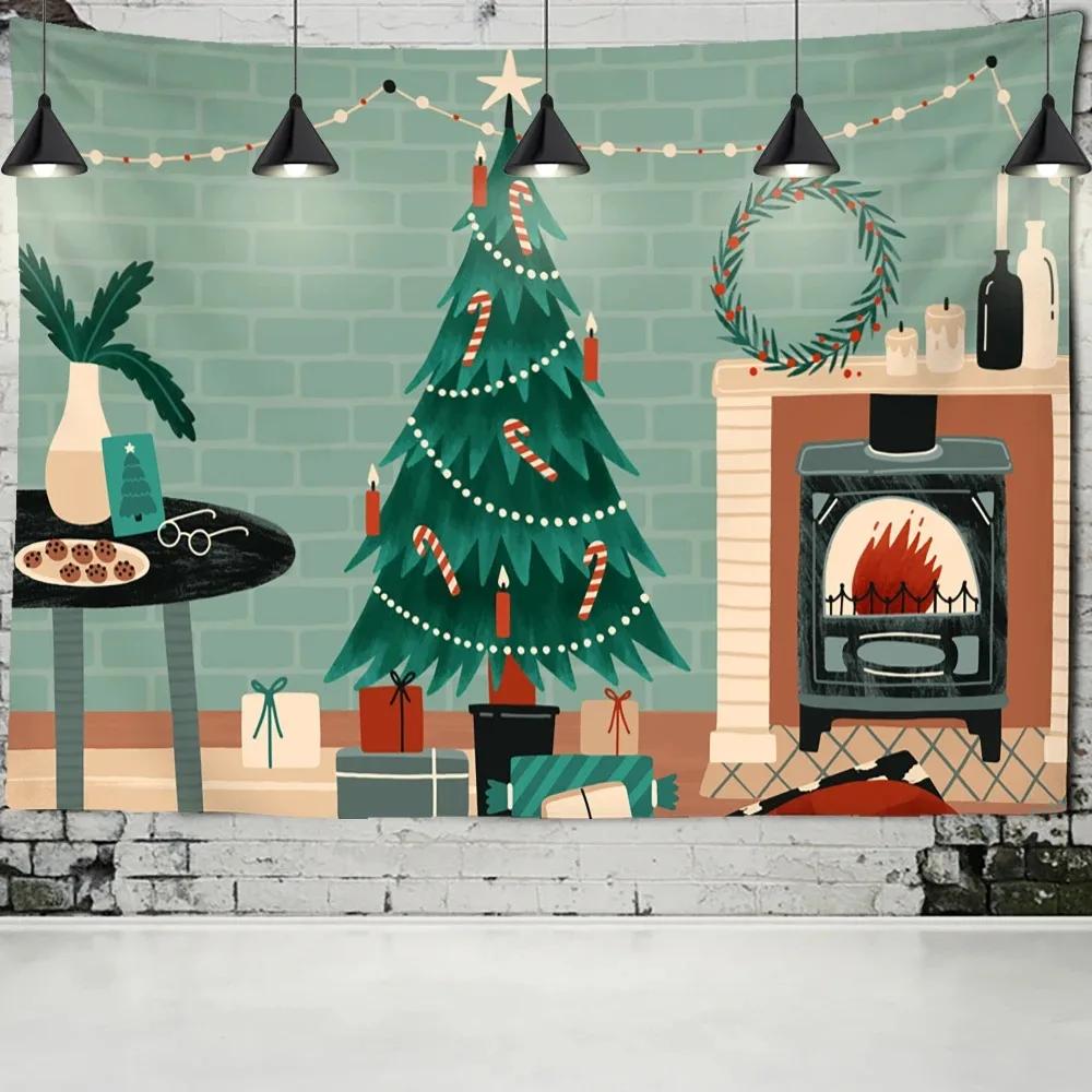 Christmas Theme Background Tapestry Living Room Sofa Home Decoration Christmas Gift