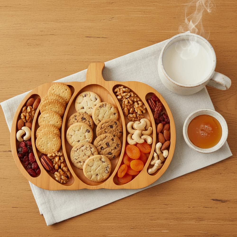 5 Grid Snack Serving Plate with Compartment Nut Platter Halloween Pumpkin Snack Tray Tea Table
