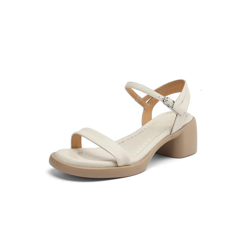 

Fashion New Summer Sandals Split Leather Women Shoes Round Toe Sandals for Women Fashion Chunky Heel Sandals High Heels Gladiator Shoes 40